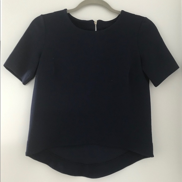 Navy textures Short Sleeve Blouse - Picture 1 of 3